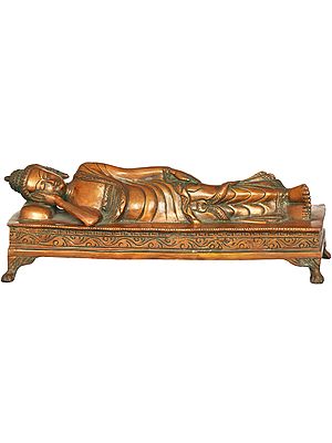 10" Parinirvana Buddha Statue in Brass