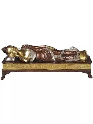 10" Parinirvana Buddha Statue in Brass