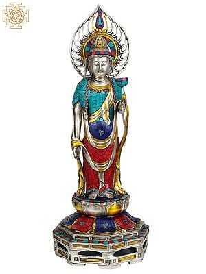 23" Kuan Yin (Japanese Form of Padmapani Avalokiteshvara) In Brass | Handmade | Made In India