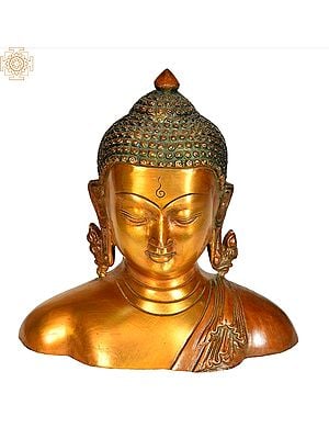 6" Buddha Bust In Brass | Handmade | Made In India
