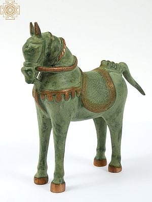 9" Brass Decorative Saddled Horse