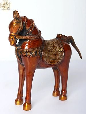 9" Brass Decorative Saddled Horse