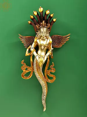 14" Naga Kanya Wall Hanging (Snake Woman) In Brass | Handmade | Made In India