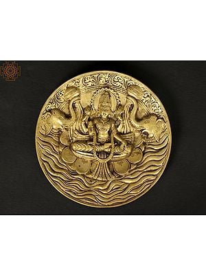 7" Goddess Lakshmi Wall Hanging Plate in Brass | Handmade | Made In India