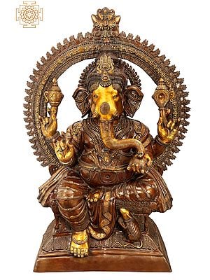 71" The Cosmic Glamour Of Lord Ganesha | Brass Statue | Handmade | Made In India