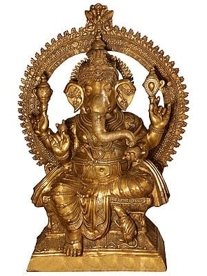 71" The Cosmic Glamour Of Lord Ganesha | Brass Statue | Handmade | Made In India