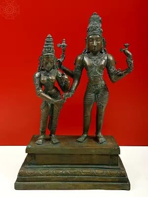 15" Marriage of Shiva and Parvati (Kalayan Sundaram) | Handmade | Madhuchista Vidhana (Lost-Wax) | Panchaloha Bronze from Swamimalai