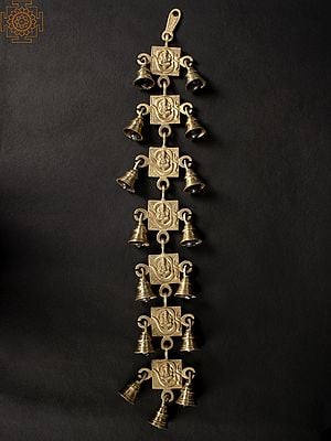 24" OM (AUM) Ganesha Door Hanging Bells in Brass | Handmade | Made in India