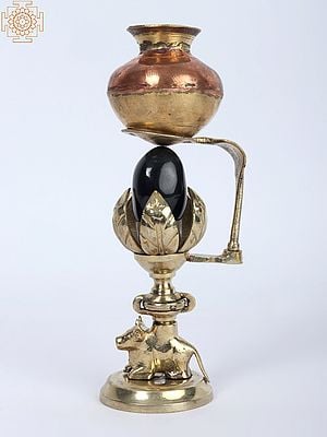 7" Shiva Linga Abhisheka Set in Brass | Handmade | Made in India