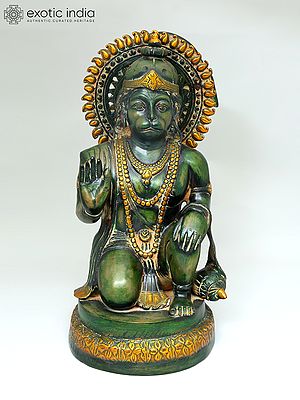 19" Blessing Hanuman In Brass | Handmade | Made In India