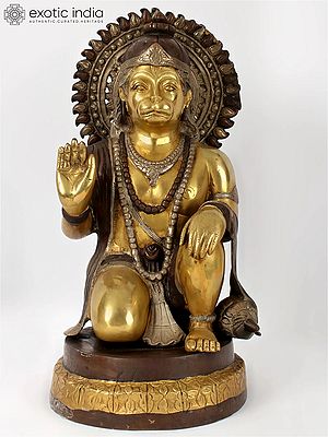 19" Blessing Hanuman In Brass | Handmade | Made In India