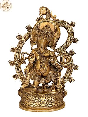 20" Bhagawan Ganesha with Large Om In Brass | Handmade | Made In India