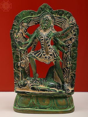 6" Dashabhuja Kali Brass Sculpture – Divine Beauty and Power, Handmade in India