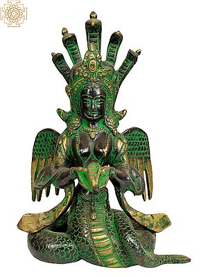 8" Naga Kanya (Snake Maiden) Statue in Brass | Handmade | Made in India