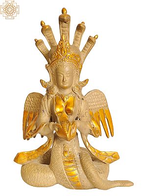 8" Naga Kanya (Snake Maiden) Statue in Brass | Handmade | Made in India