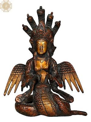8" Naga Kanya (Snake Maiden) Statue in Brass | Handmade | Made in India