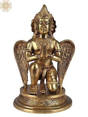 9" Man-Bird Garuda Brass Idol – Symbol of Strength & Protection, Handmade in India