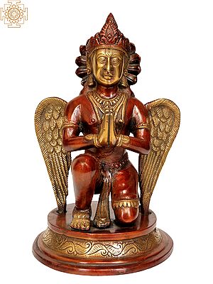9" Man-Bird Garuda Brass Idol – Symbol of Strength & Protection, Handmade in India