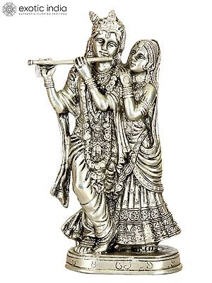 8" Monotone Radha-Krishna, Contented With Each Other's Company In Brass | Handmade | Made In India