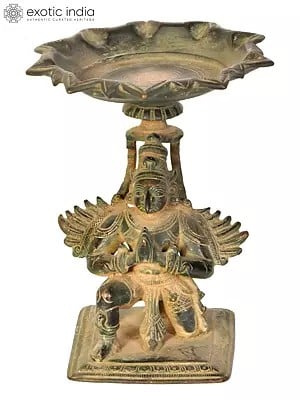 6" Brass Garuda Lamp with its Pointed Beak | Handmade | Made in India