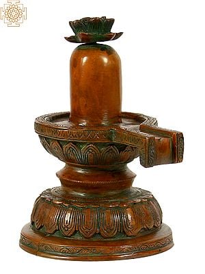 7" Shivalinga, With An Offering Of Flowers In Brass | Handmade | Made In India