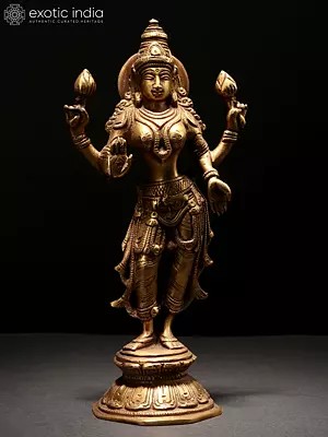 10" Handmade Brass Lakshmi Statue | Made in India