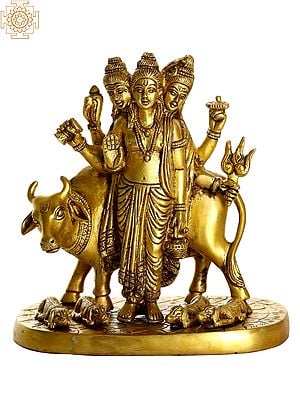 8" Dattatreya, The Indian Saint In Brass | Handmade | Made In India
