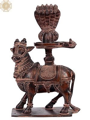 8" Nandi for Abhisheka with Shiva Linga in Brass | Handmade | Made in India
