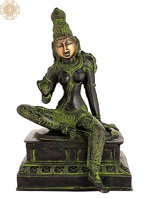 10" Parvati in Lalita Roop - Beauteous Aspect | Handmade Brass Statue | Made in India