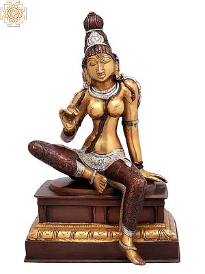 10" Parvati in Lalita Roop - Beauteous Aspect | Handmade Brass Statue | Made in India