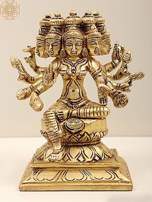 5" Brass Goddess Gayatri