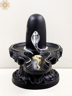 15" Black Marble Shiva Linga | Handmade