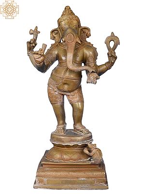 17" Lissome Standing Ganesha In Brass