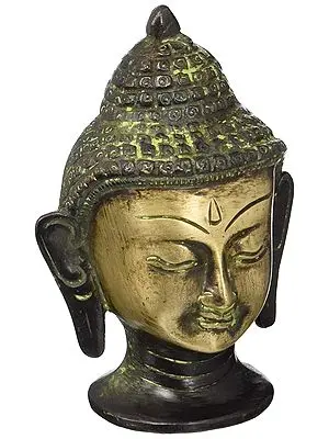 4" Tibetan Buddhist Lord Buddha Head In Brass | Handmade | Made In India