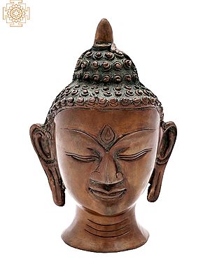 5" Tibetan Buddhist Lord Buddha Head In Brass | Handmade | Made In India