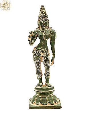 7" Standing Parvati Shivakamasundari In Brass | Handmade | Made In India