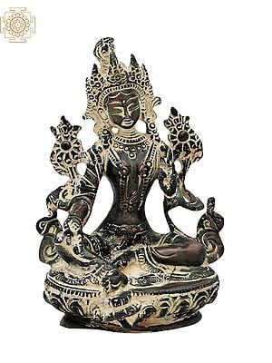 6" Tibetan Buddhist Goddess Green Tara Statue in Brass | Handmade | Made in India