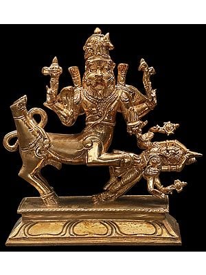 6" Sharabha: An Incarnation of Virabhadra | Handmade | Madhuchista Vidhana (Lost-Wax) | Panchaloha Bronze from Swamimalai