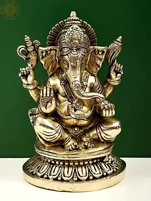 8" Lord Ganesha In Brass | Handmade | Made In India