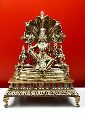 26" Sheshanaga Aureole Of Seated Lord Vishnu | Handmade | Made In South India