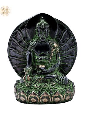 5" Tibetan Buddhist Deity Medicine Buddha Statue in Brass | Handmade | Made in India