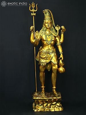 90" Bhagawan Shiva Treads The Himalayas In Brass | Handmade | Made In India