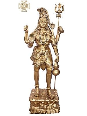 90" Bhagawan Shiva Treads The Himalayas | Handmade Brass Statue