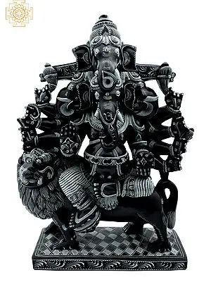 Heramba Ganesha Seated on Lion