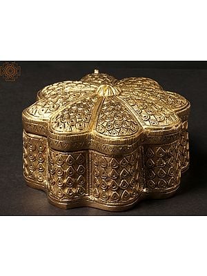 5" Decorated Box In Brass | Handmade | Made In India