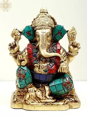 6" Seated Lord Ganesha In Brass | Handmade | Made In India