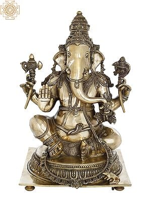 20" Superfine Ganesha Granting Abhaya in Brass | Handmade | Made In India