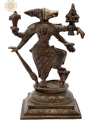 8" Brass Varaha Idol - Avatar of Bhagawan Vishnu | Handmade | Made in India