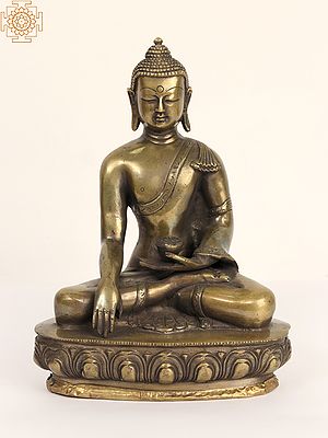 9" Tibetan Buddhist Bhumisparsha Buddha In Brass
