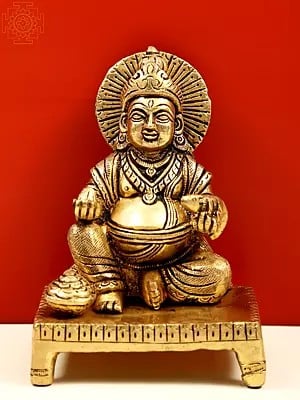 5" God of Wealth Kubera Statue in Brass | Handmade | Made in India